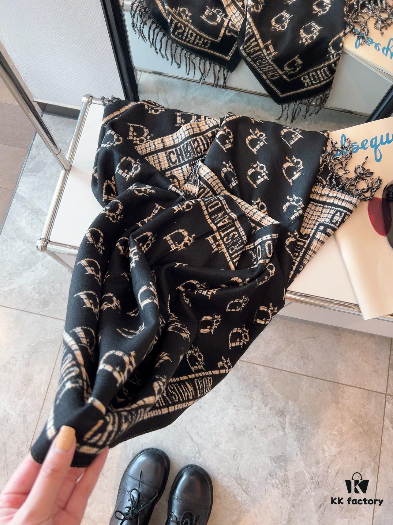 Dior Luxurious Gold-Thread Embellished Scarf, Premium Fabric Quality