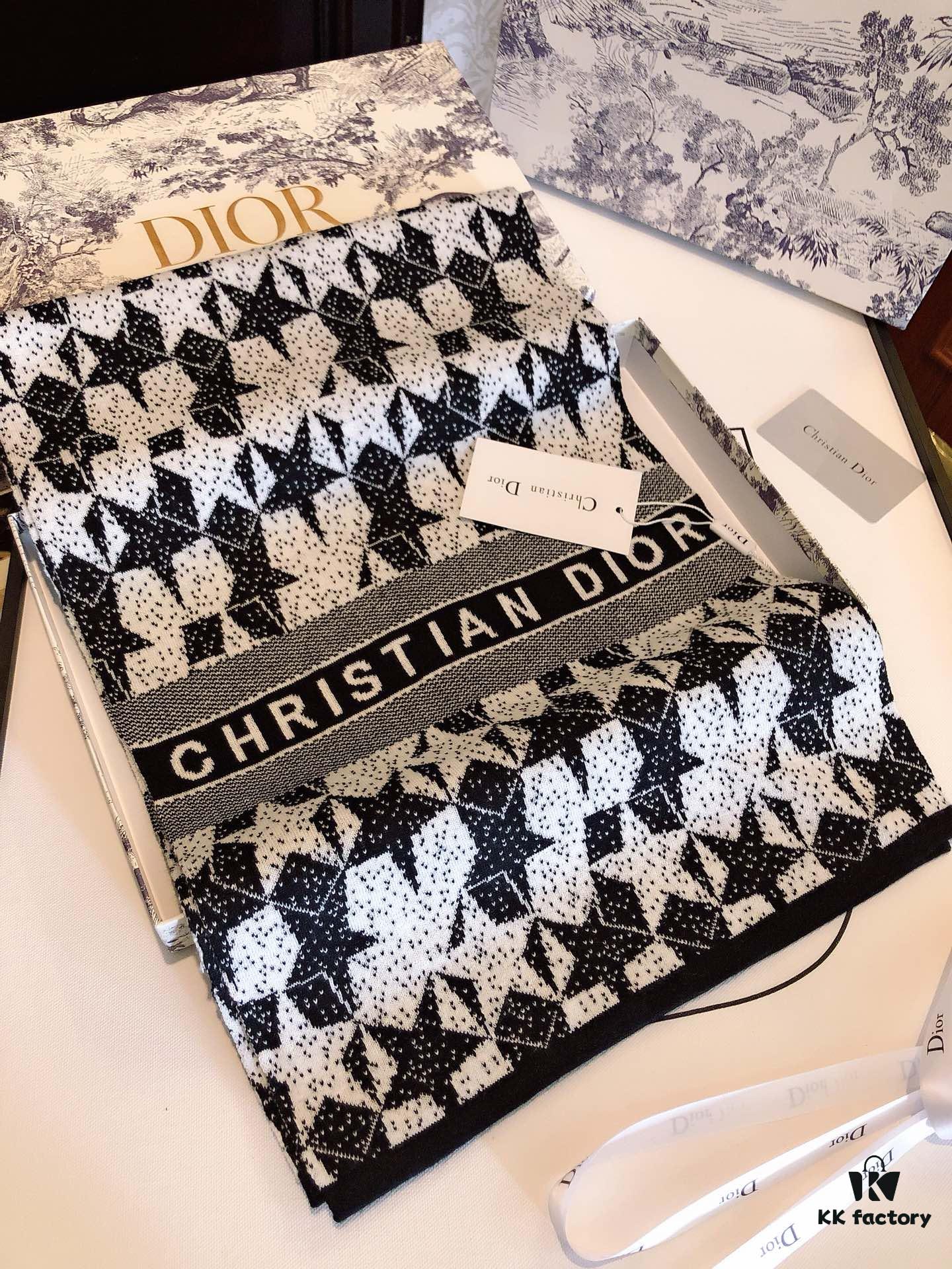 Dior Men's Cashmere Knit Scarf, High-End Classic Design, Matches Store Version