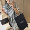 Premium Blue Dior-Style Packaged High-End Tencel Cotton Jacquard Scarf, Includes Greeting Card, Ribbon, Invoice, and UnionPay Set, Exported from Italy Overstock