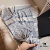 Premium Blue Dior-Style Packaged High-End Tencel Cotton Jacquard Scarf, Includes Greeting Card, Ribbon, Invoice, and UnionPay Set, Exported from Italy Overstock