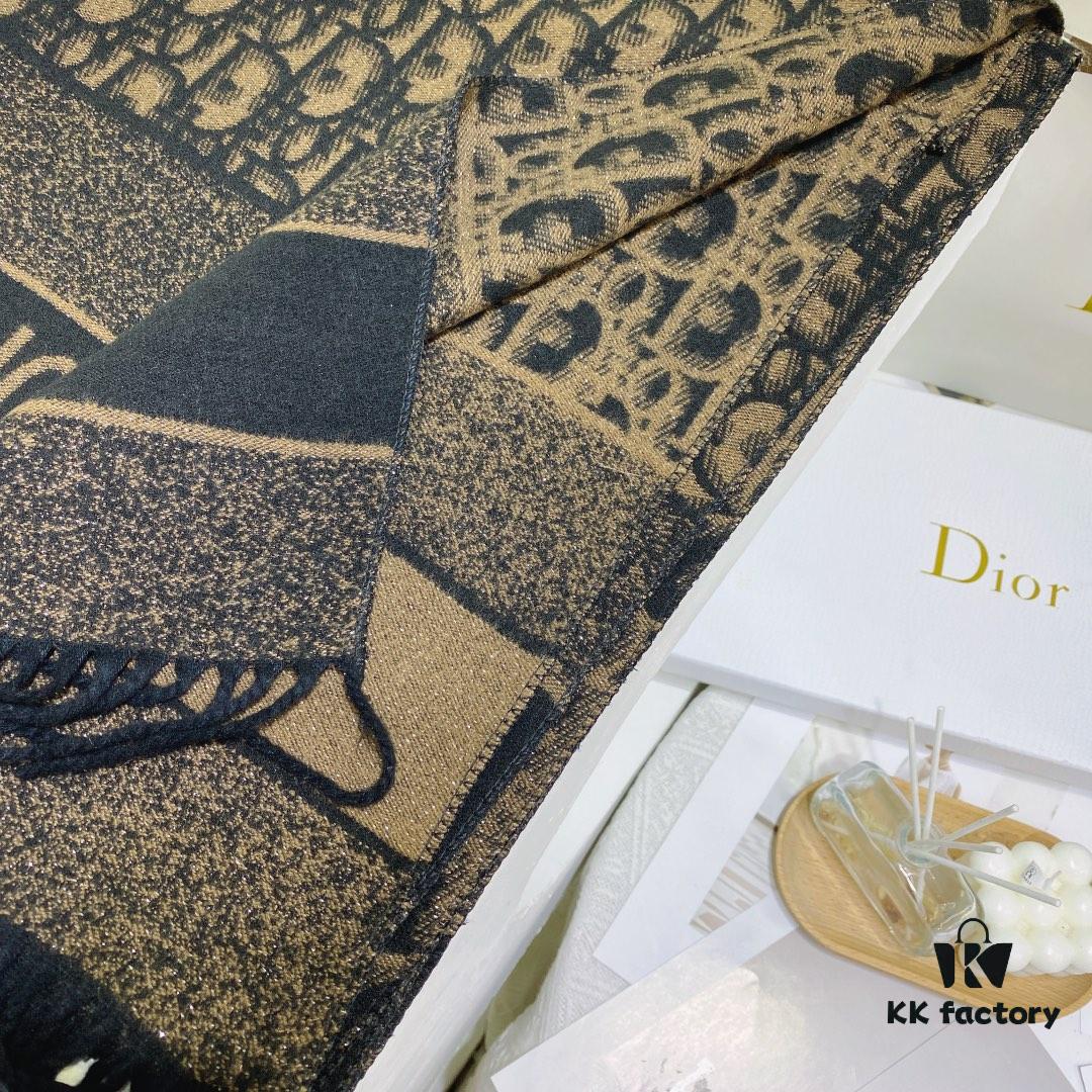 New Dior-style Silver Thread Core Yarn Scarf, Fashionable Luxury Design, Exquisitely Crafted, Two Colors in Stock
