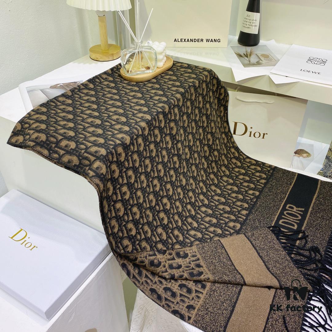 New Dior-style Silver Thread Core Yarn Scarf, Fashionable Luxury Design, Exquisitely Crafted, Two Colors in Stock