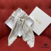 Gray Dior Classic Monogram Shawl with Small Fringe Detail, Timeless and Versatile Square Scarf, 100% Twill Silk Satin, 90*90cm