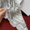 Gray Dior Classic Monogram Shawl with Small Fringe Detail, Timeless and Versatile Square Scarf, 100% Twill Silk Satin, 90*90cm