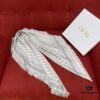Gray Dior Classic Monogram Shawl with Small Fringe Detail, Timeless and Versatile Square Scarf, 100% Twill Silk Satin, 90*90cm