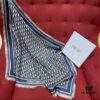 Blue Dior Classic Signature Scarf with Small Fringe Accents, Timeless and Versatile Square Shawl, 100% Twill Silk Satin, 90*90cm