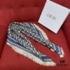 Blue Dior Classic Signature Scarf with Small Fringe Accents, Timeless and Versatile Square Shawl, 100% Twill Silk Satin, 90*90cm