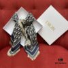 Blue Dior Classic Signature Scarf with Small Fringe Accents, Timeless and Versatile Square Shawl, 100% Twill Silk Satin, 90*90cm