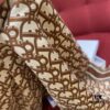 Brown Dior Classic Signature Monogram Shawl with Small Tassels, Timeless and Versatile Square Scarf, 100% Twill Silk Satin, 90*90 cm