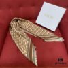 Brown Dior Classic Signature Monogram Shawl with Small Tassels, Timeless and Versatile Square Scarf, 100% Twill Silk Satin, 90*90 cm