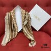 Brown Dior Classic Signature Monogram Shawl with Small Tassels, Timeless and Versatile Square Scarf, 100% Twill Silk Satin, 90*90 cm