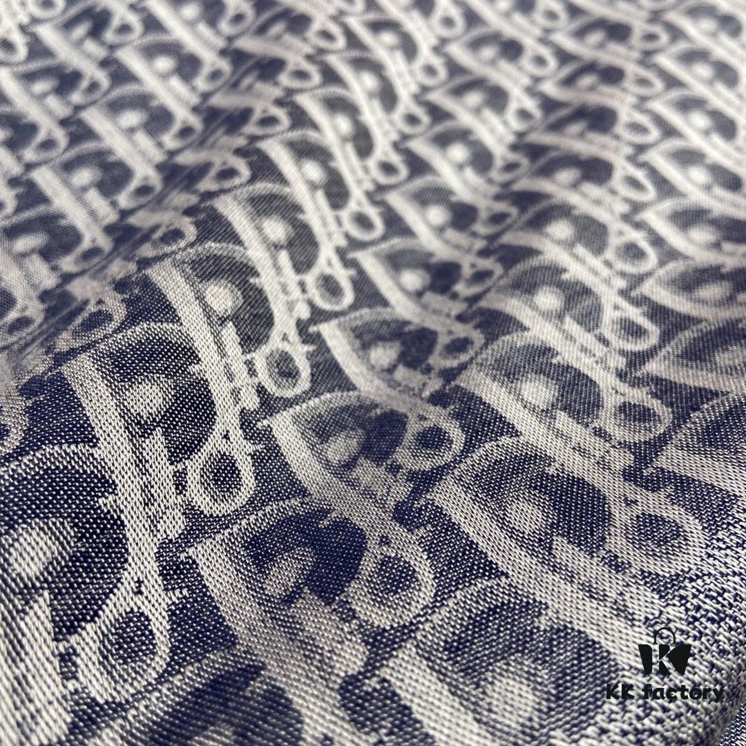 Vintage Floral Dior Denim Blue Scarf – Trendy Large 140x140cm Shawl for All Seasons, Doubles as Neck Wrap