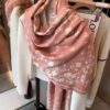 Luxury Premium Cashmere Scarf - Chanel Style Tiny Floral Print, 100% Pure Cashmere, Albas Pure Goat Wool, 32S Yarn, Ultra Soft & Lightweight, High-End Ring Velvet Texture