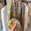 Luxury Premium Cashmere Scarf - Chanel Style Tiny Floral Print, 100% Pure Cashmere, Albas Pure Goat Wool, 32S Yarn, Ultra Soft & Lightweight, High-End Ring Velvet Texture