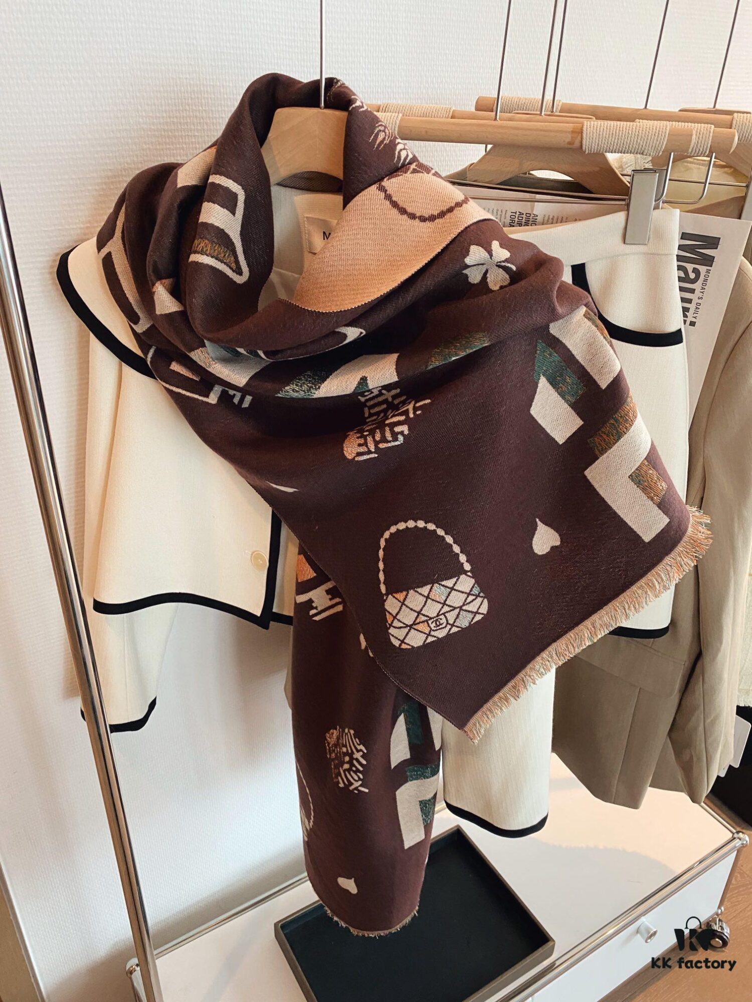 Chanel New Arrival, Exquisite Rainbow Stripe Design, 180x70cm, 100% Premium Quality