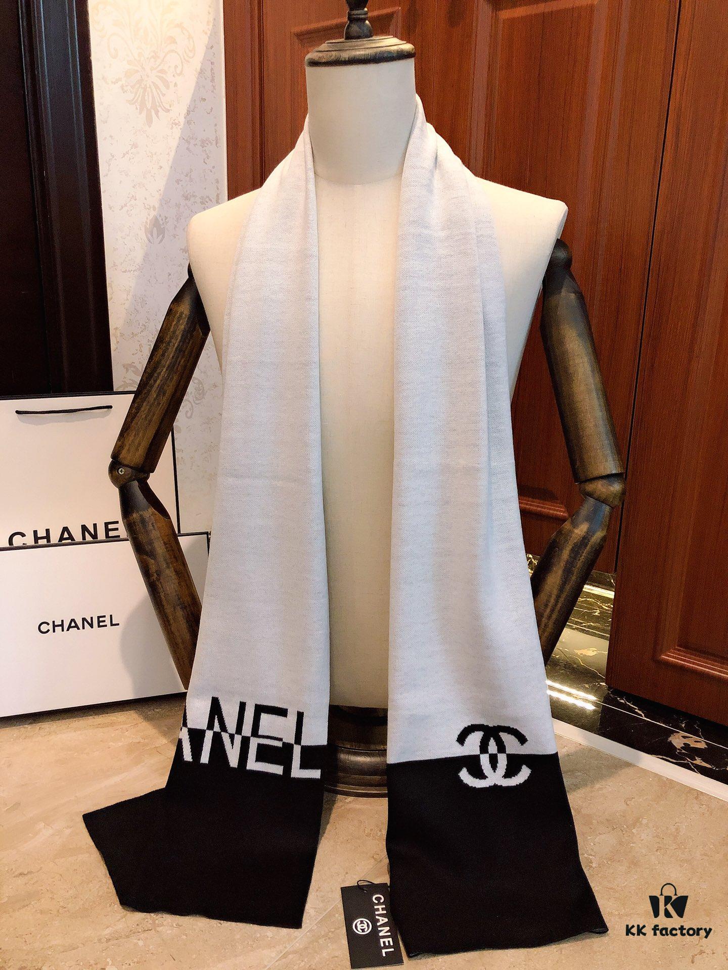 CHANEL (Chanel) Synchronized with Boutique, High-End Cashmere Knit Scarf! Classic Men's Design, Elegant and Versatile