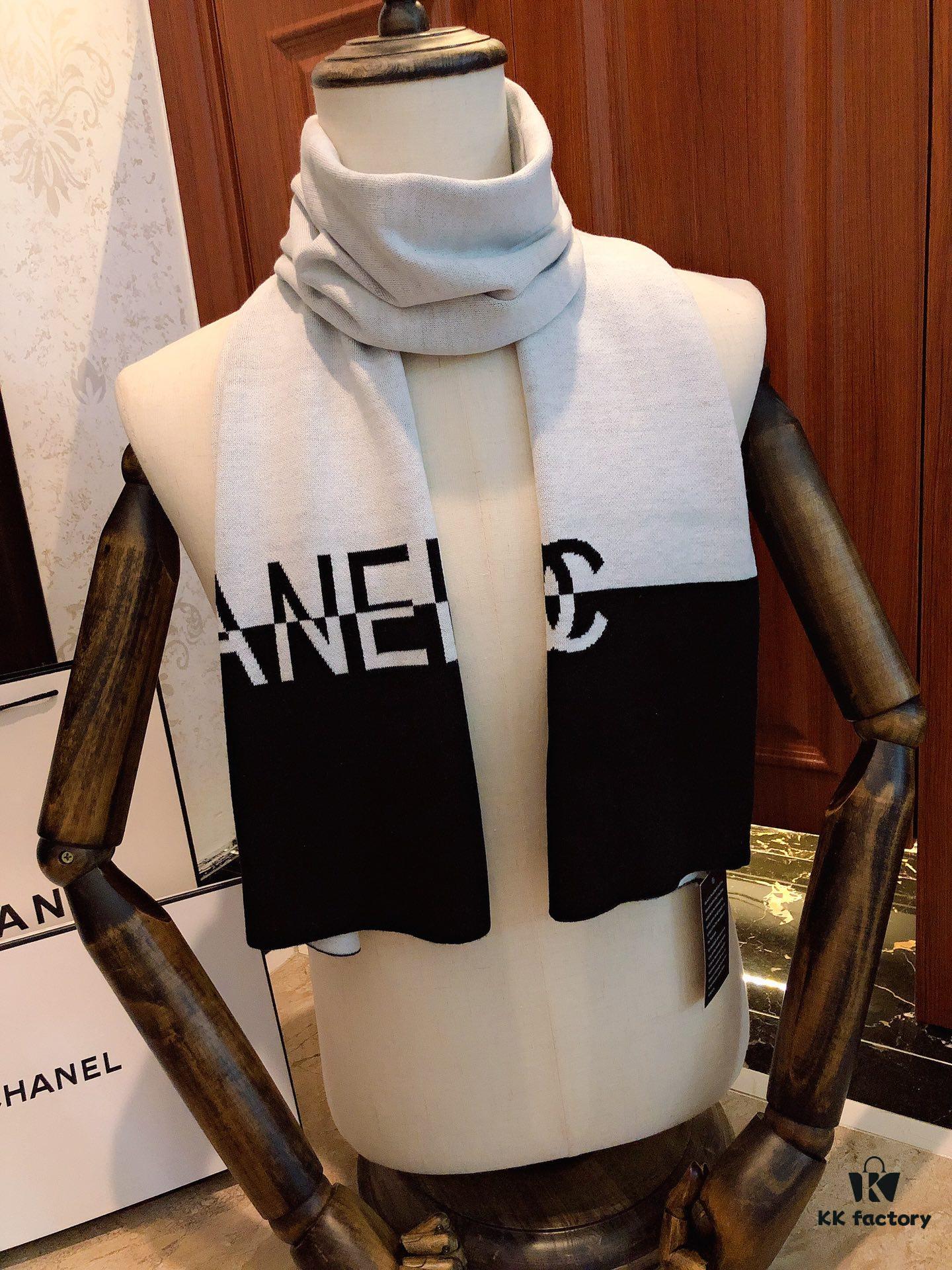 CHANEL (Chanel) Synchronized with Boutique, High-End Cashmere Knit Scarf! Classic Men's Design, Elegant and Versatile