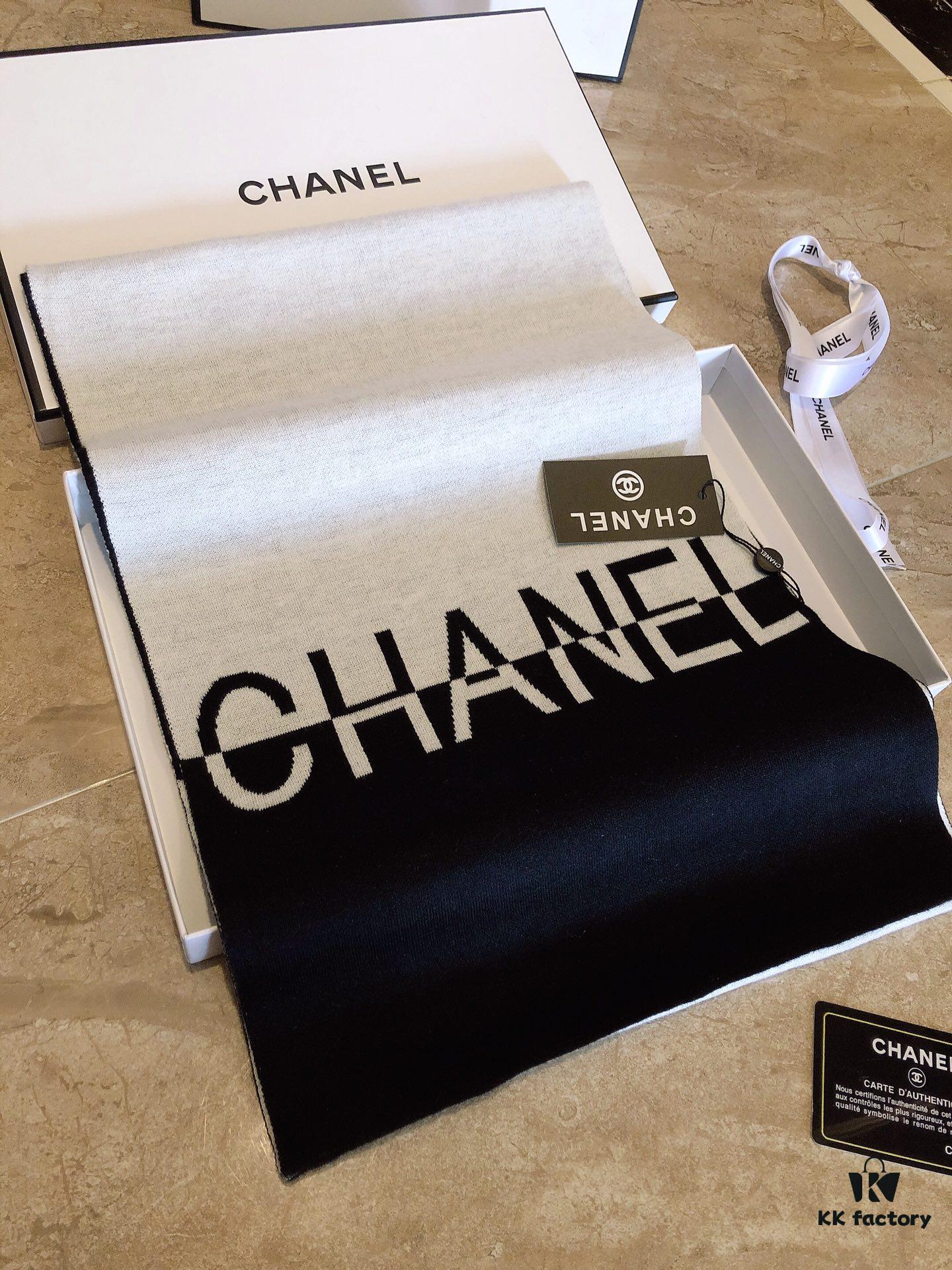 CHANEL (Chanel) Synchronized with Boutique, High-End Cashmere Knit Scarf! Classic Men's Design, Elegant and Versatile