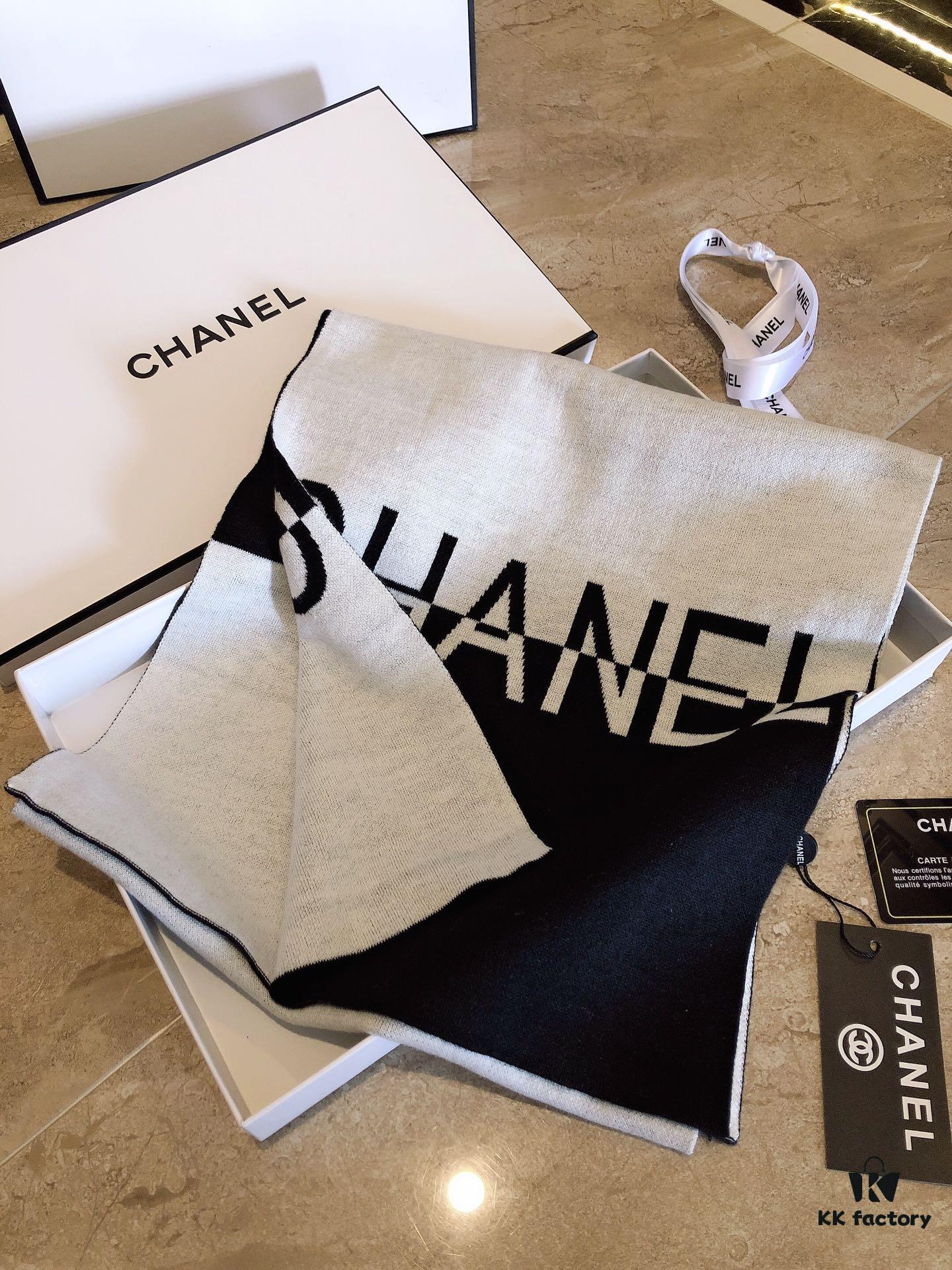 CHANEL (Chanel) Synchronized with Boutique, High-End Cashmere Knit Scarf! Classic Men's Design, Elegant and Versatile