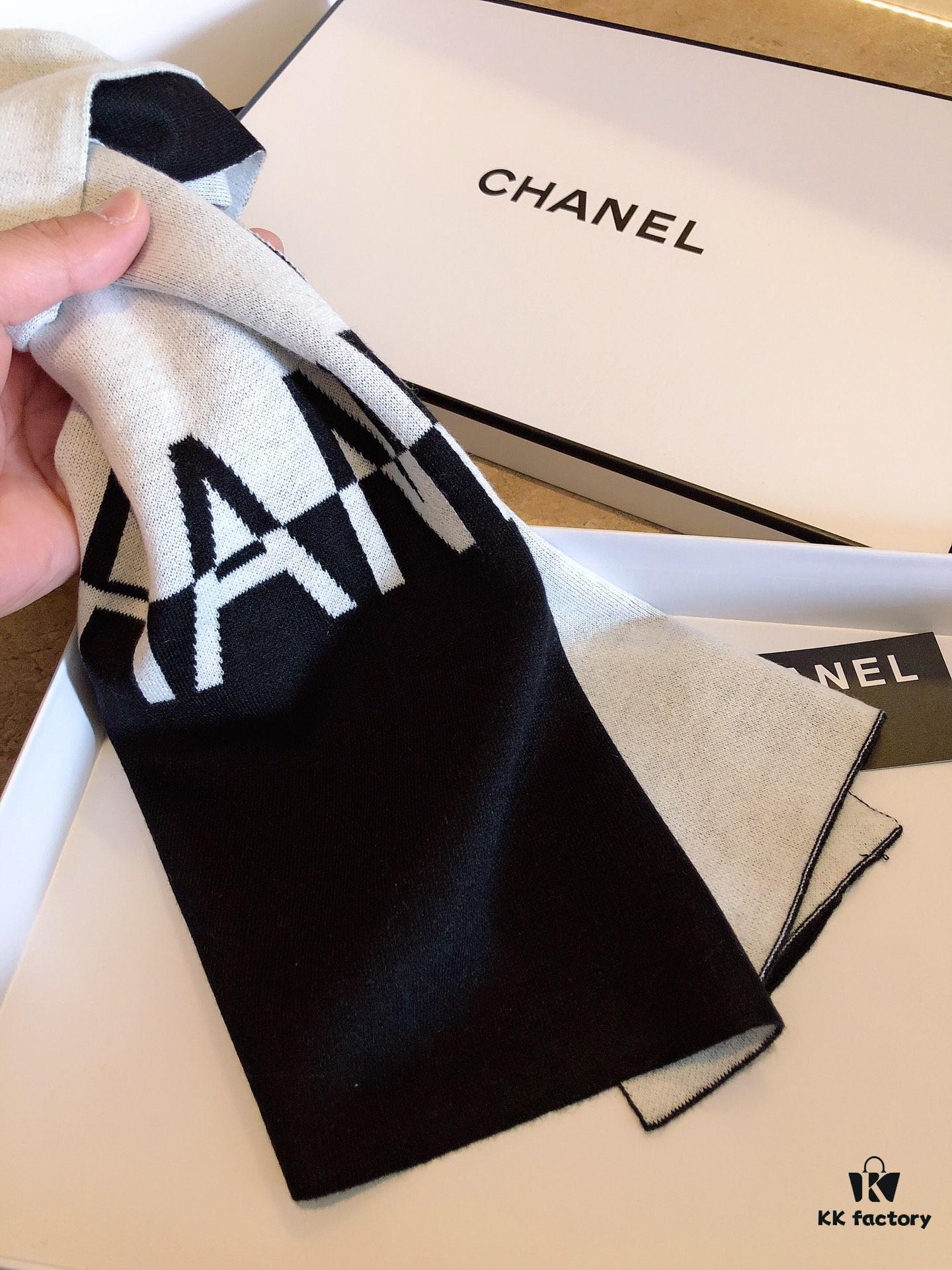 CHANEL (Chanel) Synchronized with Boutique, High-End Cashmere Knit Scarf! Classic Men's Design, Elegant and Versatile
