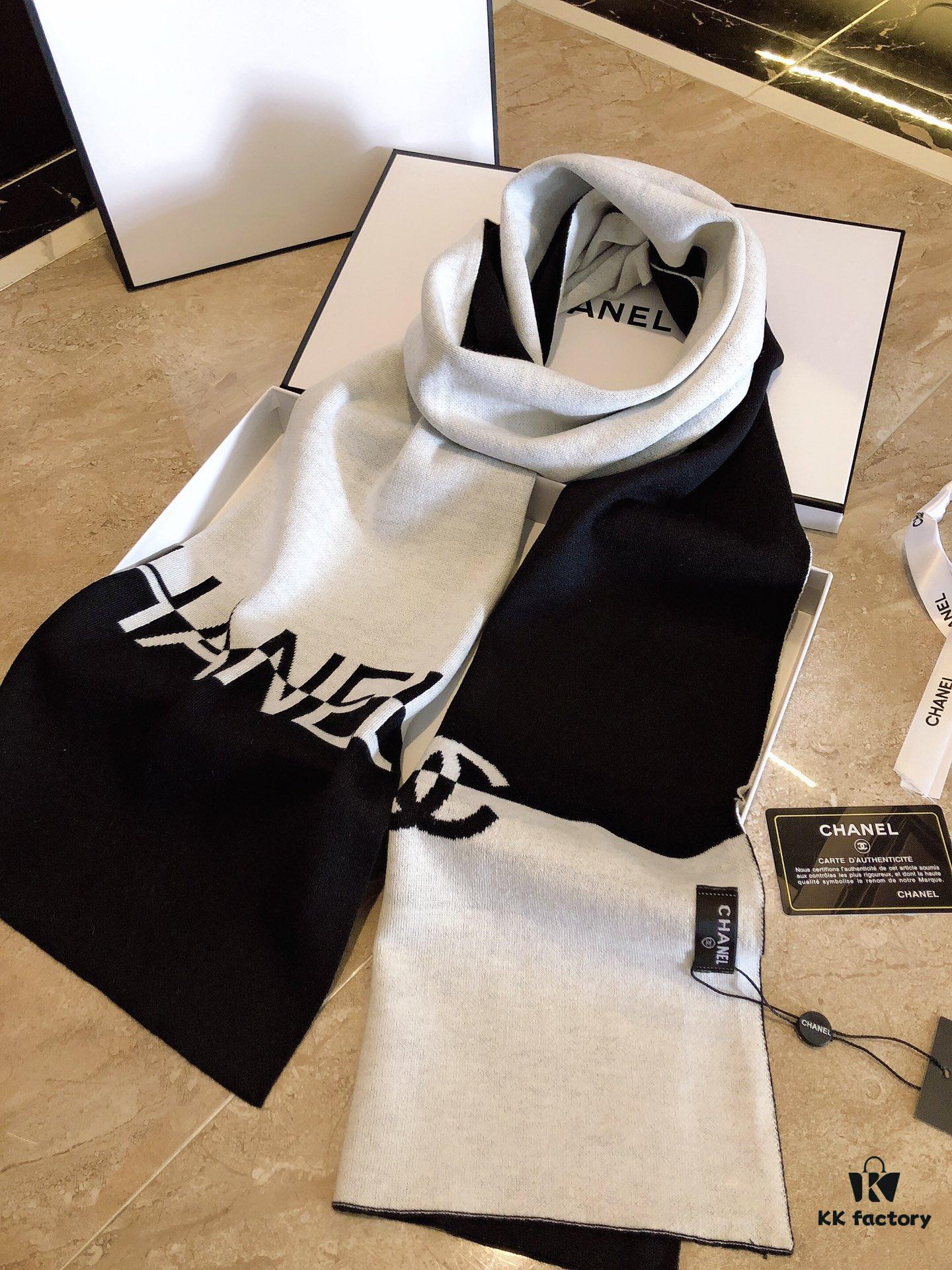 CHANEL (Chanel) Synchronized with Boutique, High-End Cashmere Knit Scarf! Classic Men's Design, Elegant and Versatile