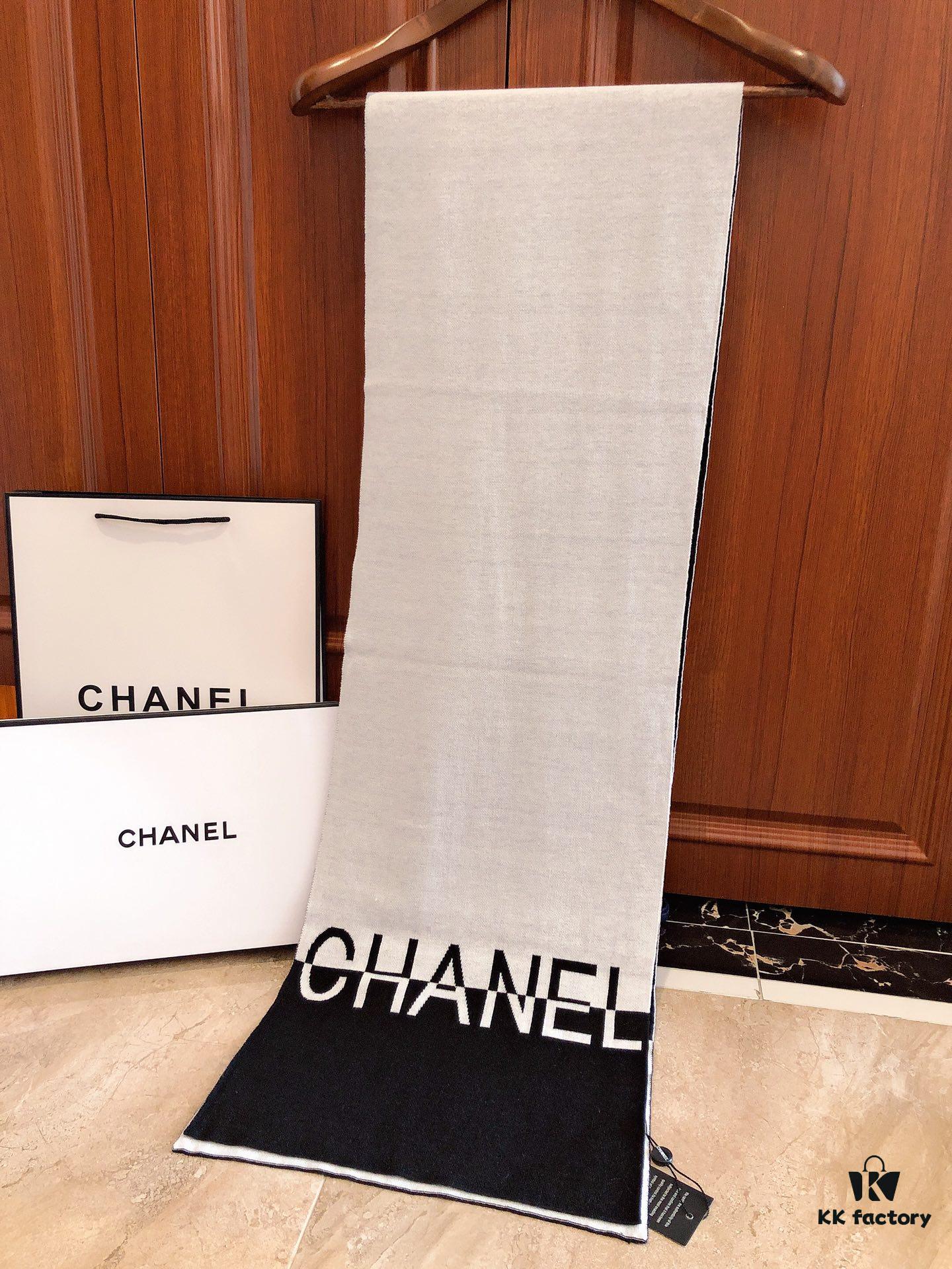 CHANEL (Chanel) Synchronized with Boutique, High-End Cashmere Knit Scarf! Classic Men's Design, Elegant and Versatile