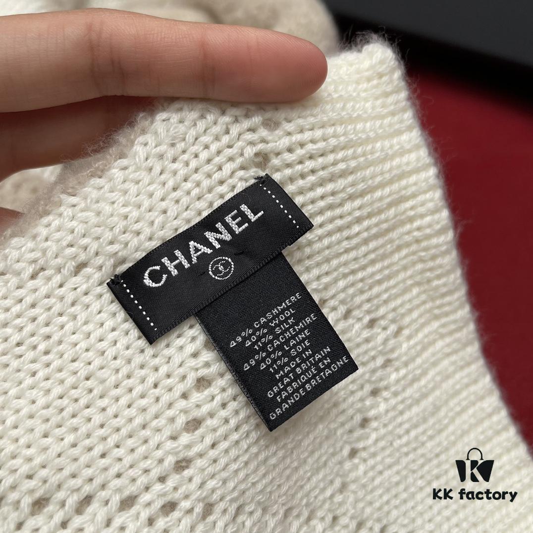 CHANEL Monogram No.5 Scarf, Double-Sided Two-Tone Jacquard Scarf, 49% Cashmere, 40% Wool, 11% Silk Fabric, Soft and Cozy, 30*180CM