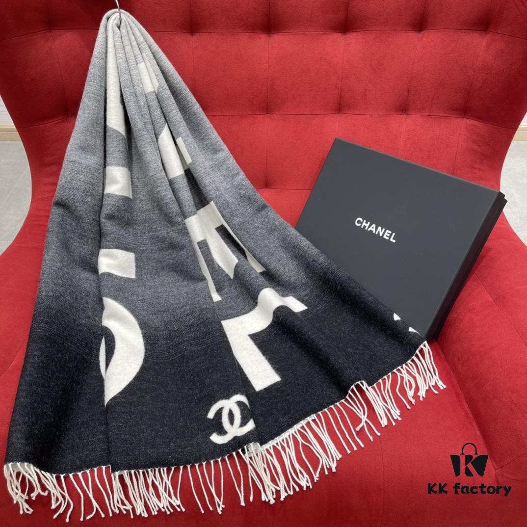 CHANEL Gradient Shawl Great Value – Dual Purpose Shawl Scarf, Elegant and Soft, 53% Cashmere 47% Wool, 70*200CM