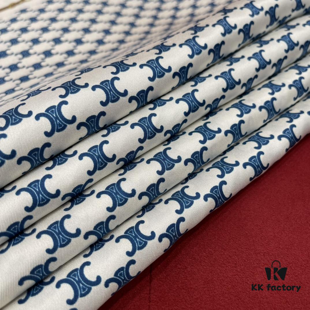 CELINE Iconic Arch and Chain Elements, Fresh and Vibrant - 90x90cm 100% Mulberry Silk