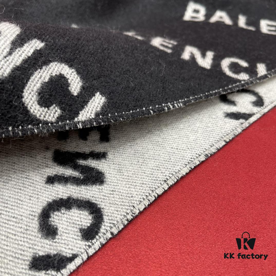 Balenciaga Logo Jacquard Wool Long Scarf