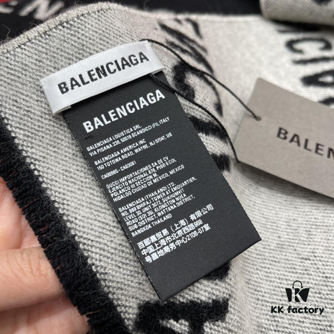 Balenciaga Logo Jacquard Wool Long Scarf