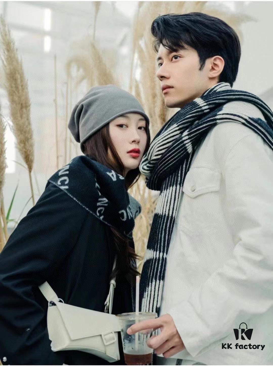 Wool Fabric: 30*205, Balenciaga Classic Letter Series Inspired Minimalist Logo Scarf