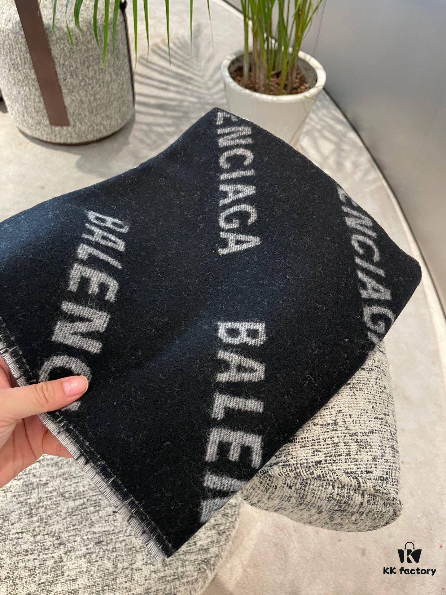 Wool Fabric: 30*205, Balenciaga Classic Letter Series Inspired Minimalist Logo Scarf