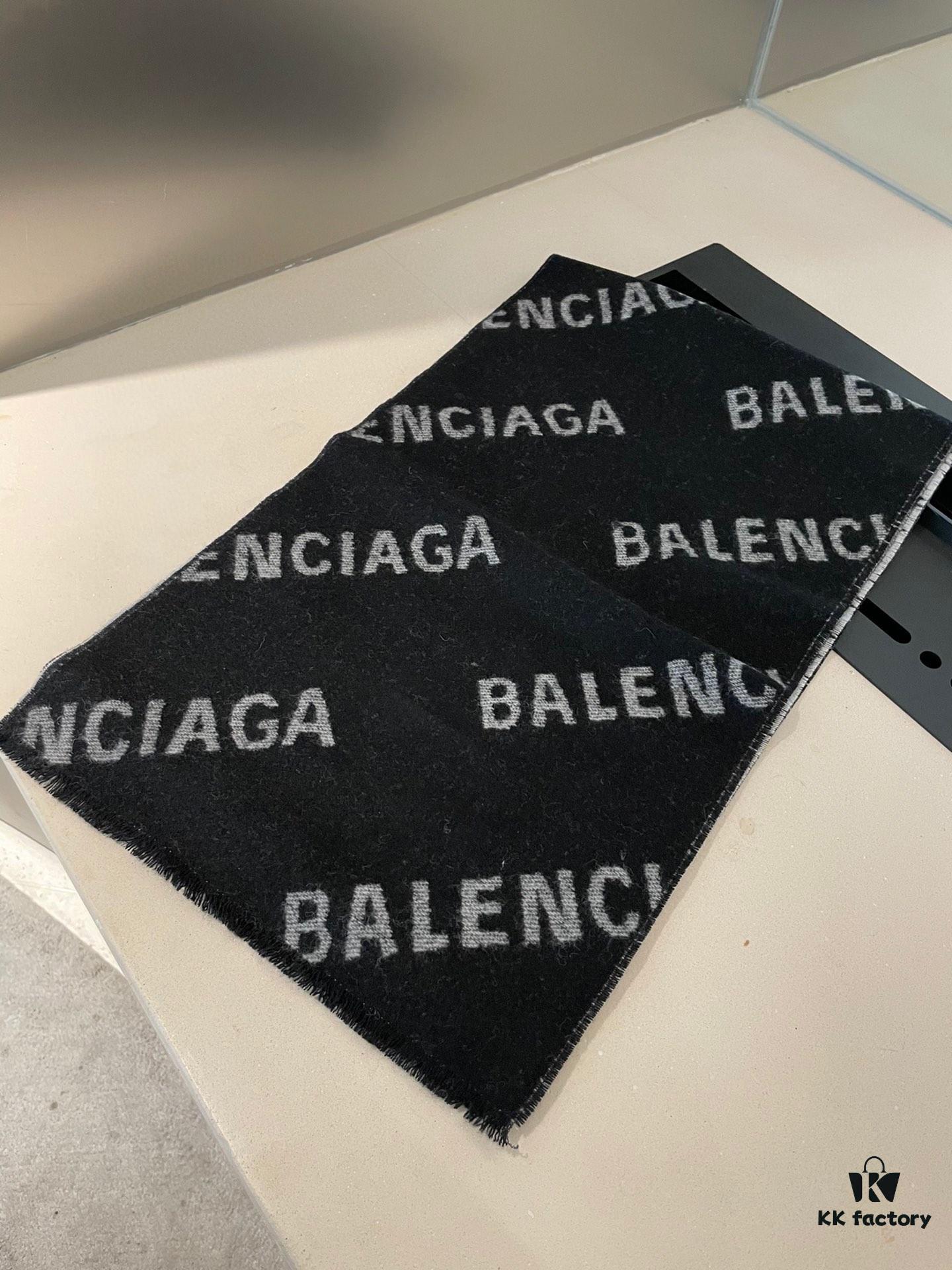 Wool Fabric: 30*205, Balenciaga Classic Letter Series Inspired Minimalist Logo Scarf
