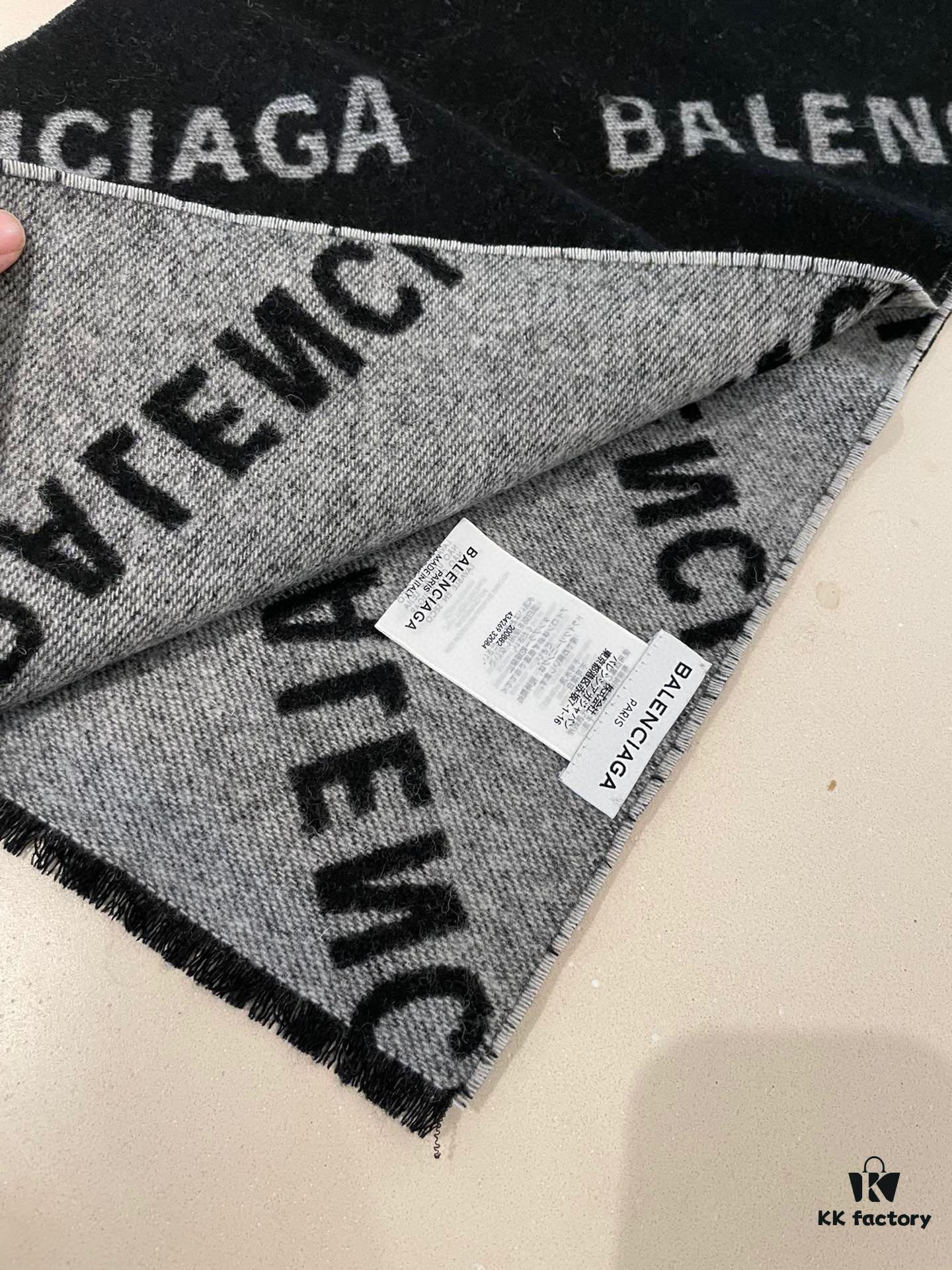 Wool Fabric: 30*205, Balenciaga Classic Letter Series Inspired Minimalist Logo Scarf