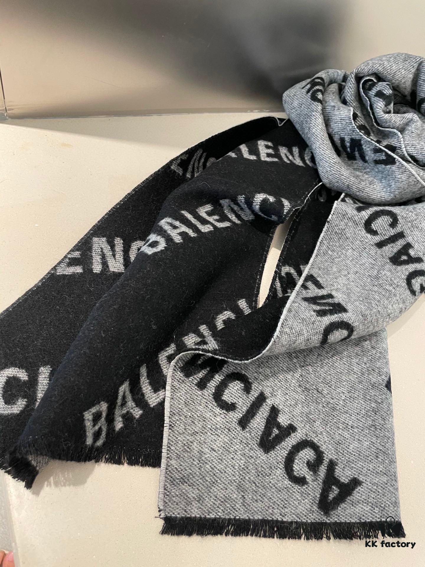 Wool Fabric: 30*205, Balenciaga Classic Letter Series Inspired Minimalist Logo Scarf
