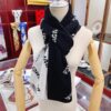Authentic Balenciaga OEM Cashmere Knit Scarf, Black and White Reversible Double-Sided Jacquard Design, 185*38 cm