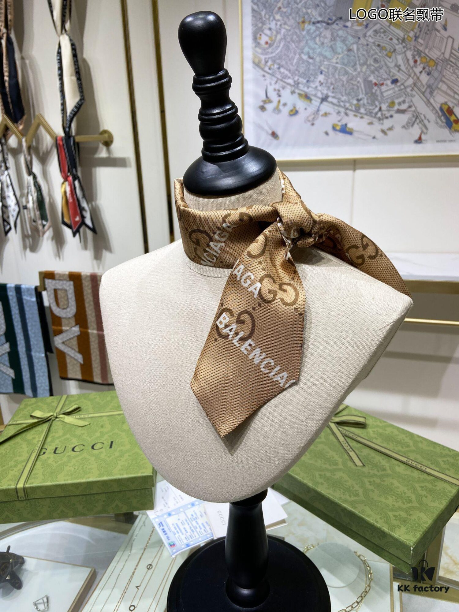 Limited Approval 💰💖💖 [Tearful] Imperial-Level Premium! G Brand Counter Sale GG [Logo Collaboration Scarf], This Season's Co-Branded Collection with Balenciaga