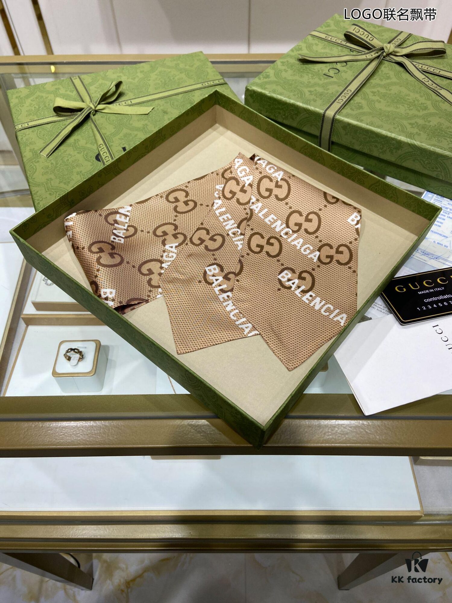 Luxury Grade Premium G Maison GG [Logo Collaboration Ribbon], Authentic 16 Momme Silk Twill Scarf