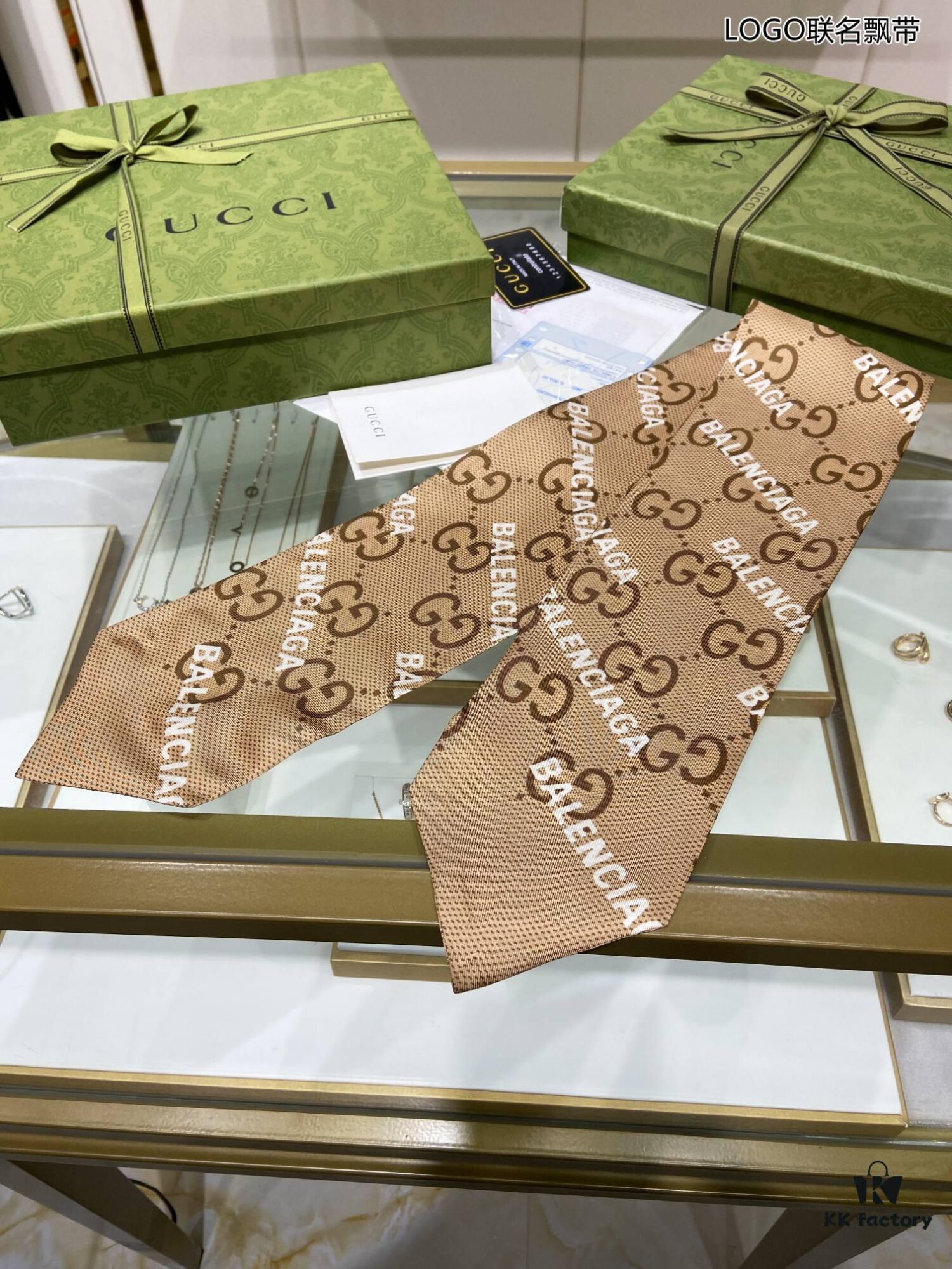 Luxury Grade Premium G Maison GG [Logo Collaboration Ribbon], Authentic 16 Momme Silk Twill Scarf