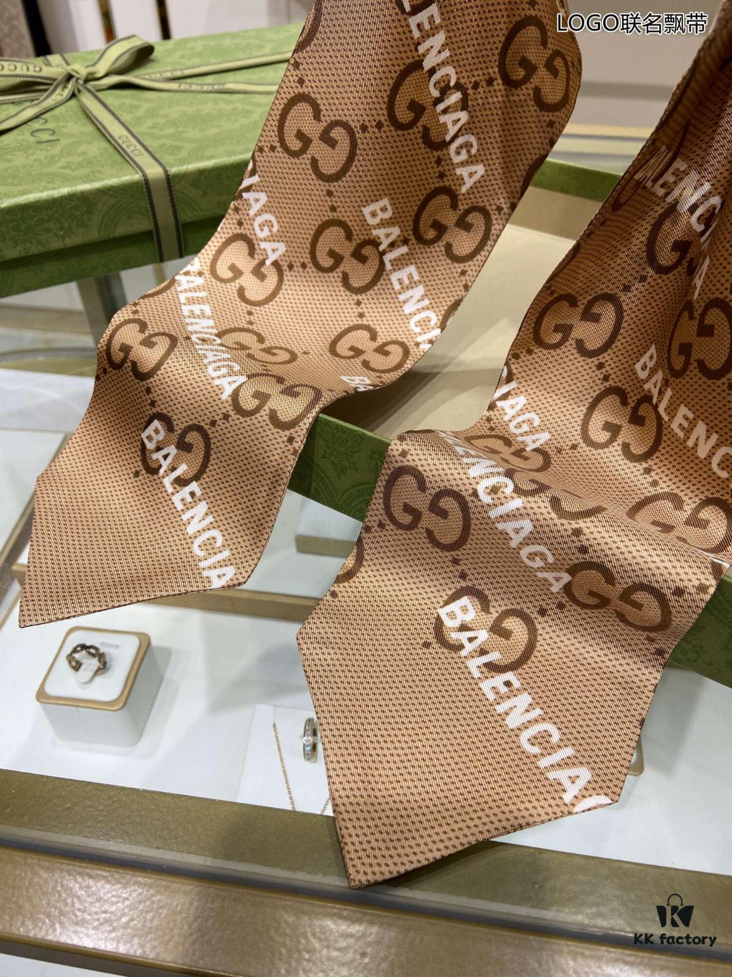 Luxury Grade Premium G Maison GG [Logo Collaboration Ribbon], Authentic 16 Momme Silk Twill Scarf