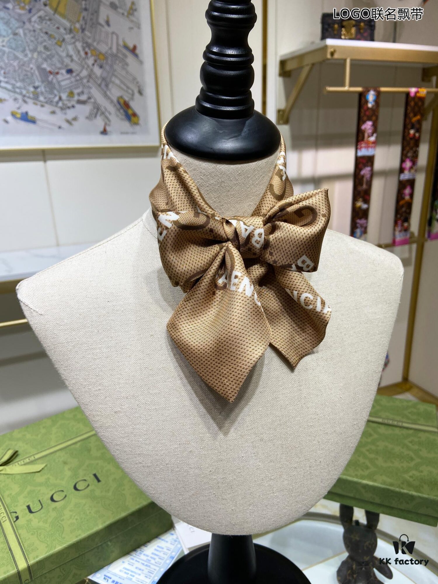 Luxury Grade Premium G Maison GG [Logo Collaboration Ribbon], Authentic 16 Momme Silk Twill Scarf