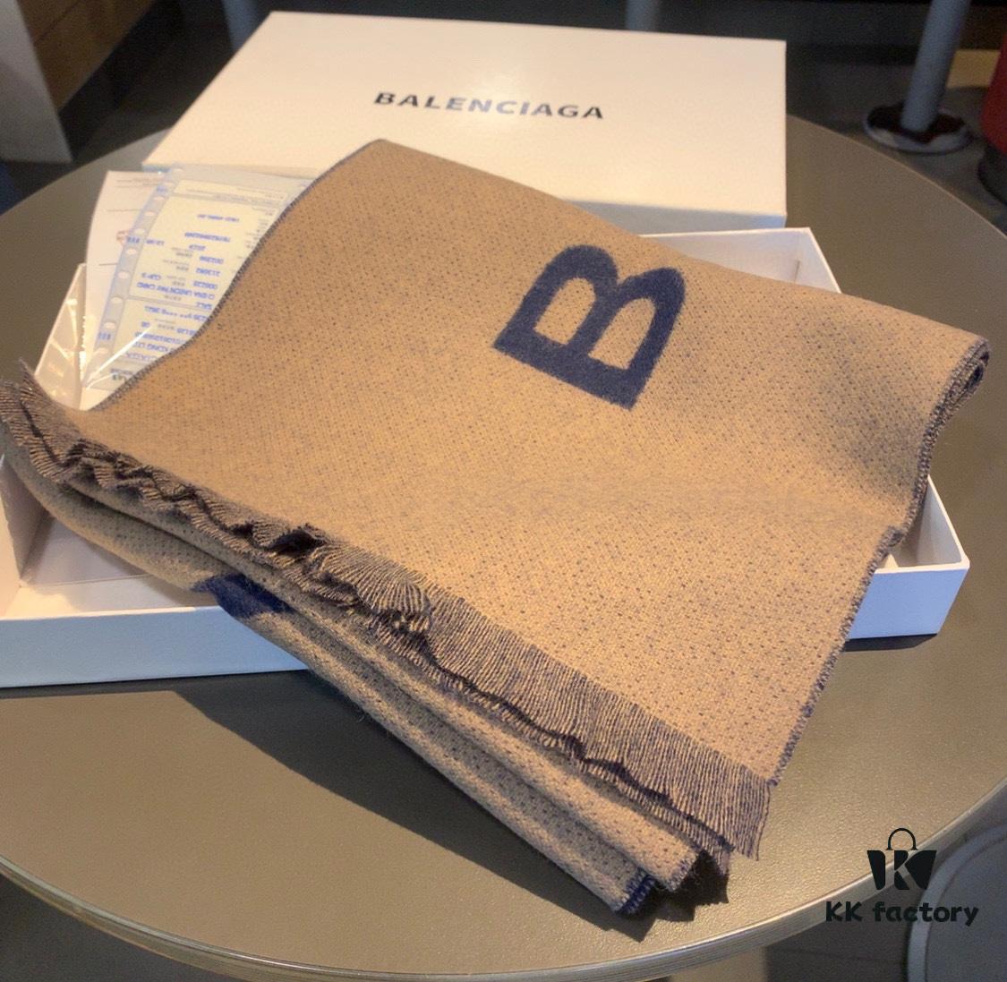Gray Black Two-Tone Color 🔥Authentic Store Version【Balenciaga Classic Logo Double-Sided Cashmere Scarf】🔥