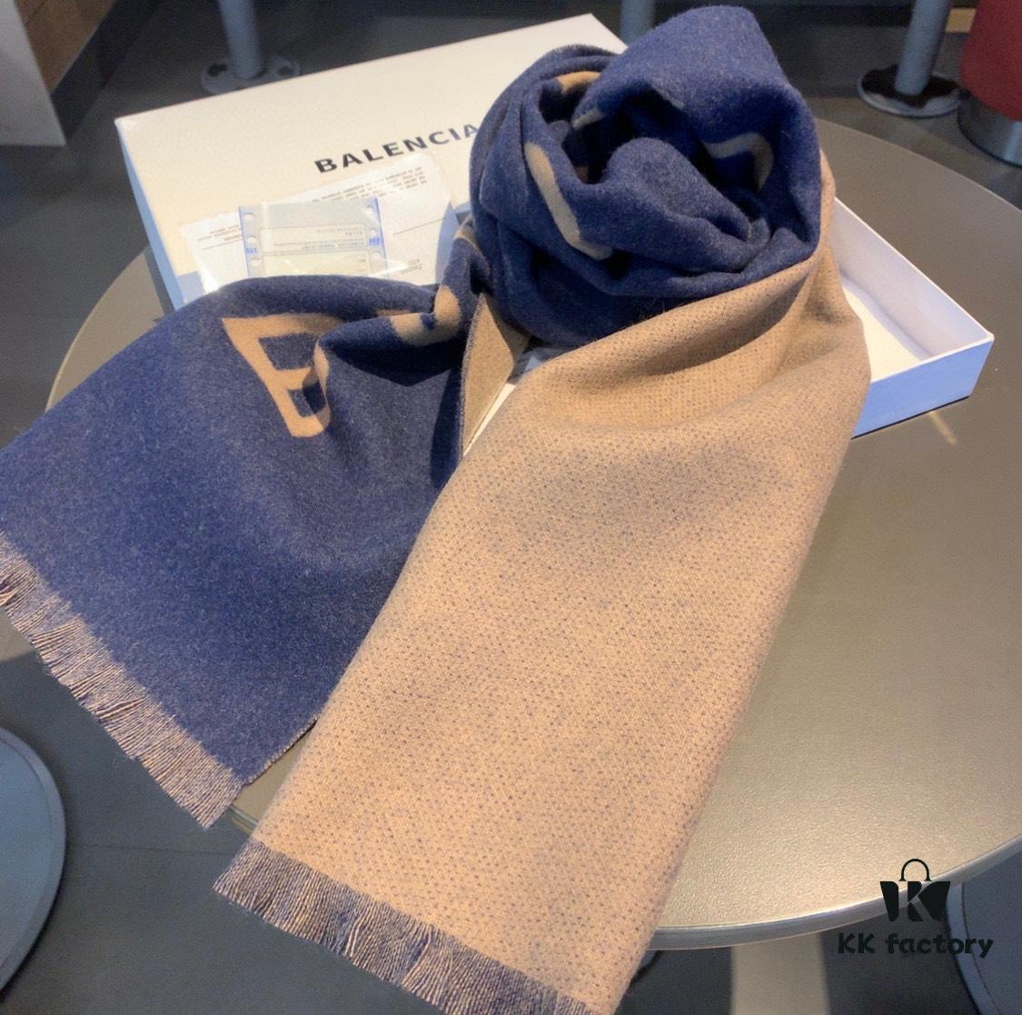 Gray Black Two-Tone Color 🔥Authentic Store Version【Balenciaga Classic Logo Double-Sided Cashmere Scarf】🔥