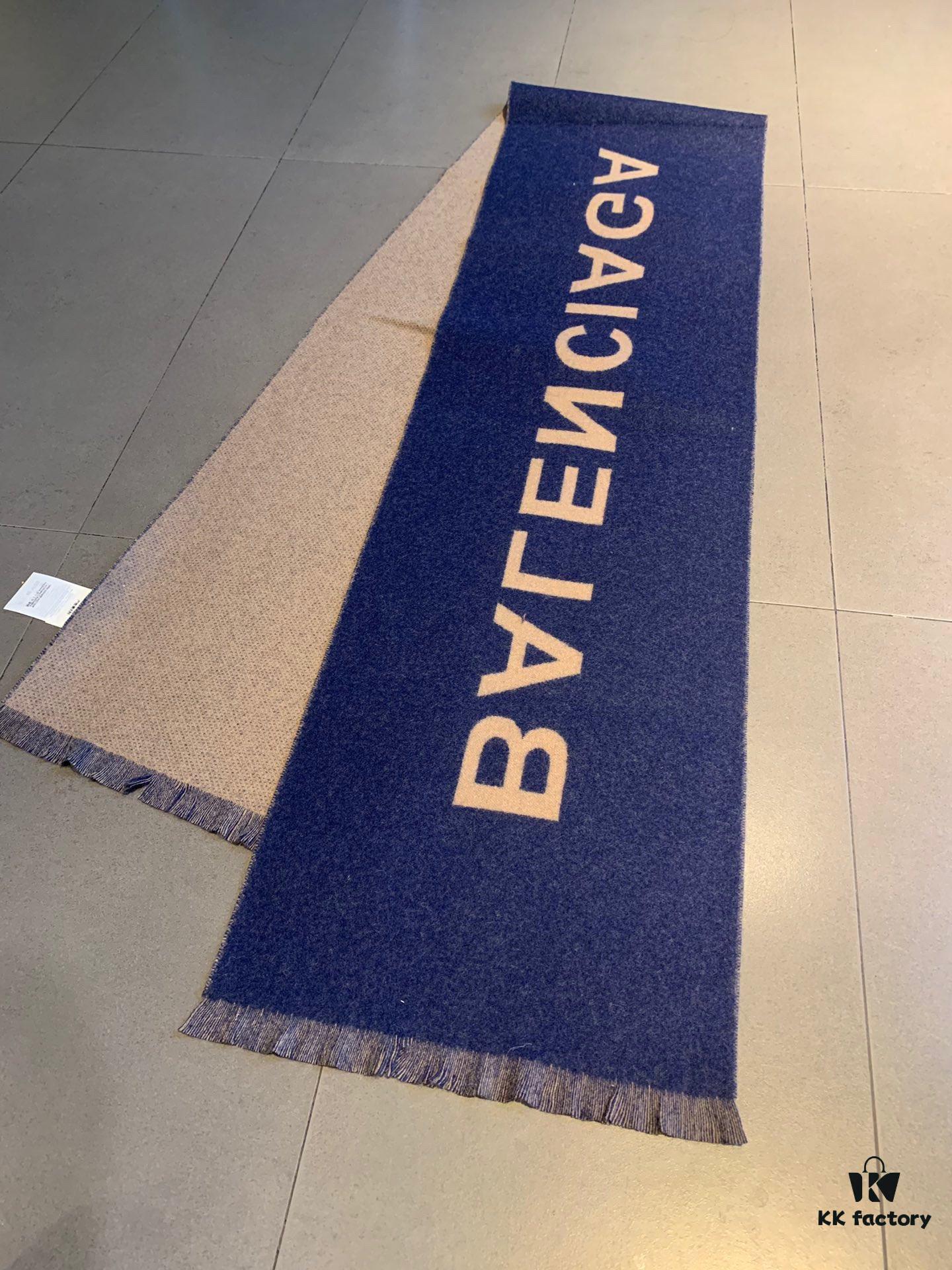 Gray Black Two-Tone Color 🔥Authentic Store Version【Balenciaga Classic Logo Double-Sided Cashmere Scarf】🔥