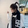 Balenciaga 100% Cashmere Scarf, 2020 Fall/Winter New Arrival, Black and White Color Block, Elegant Logo Jacquard, Soft and Skin-Friendly, Long Scarf 45*180cm, Solid Color (Retail Style)