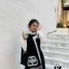 Balenciaga 100% Cashmere Scarf, 2020 Fall/Winter New Arrival, Black and White Color Block, Elegant Logo Jacquard, Soft and Skin-Friendly, Long Scarf 45*180cm, Solid Color (Retail Style)