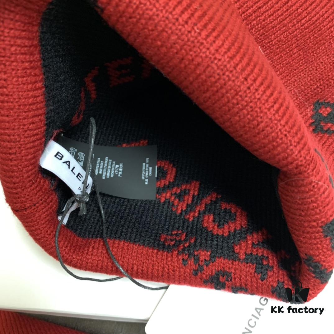 Balenciaga Hat, a Timeless Symbol of Fashion and Youth, Perfect Black and White Combination, Essential for Trendsetters! 100% Cashmere, Elegant Logo Jacquard, Soft and Skin-Friendly Texture