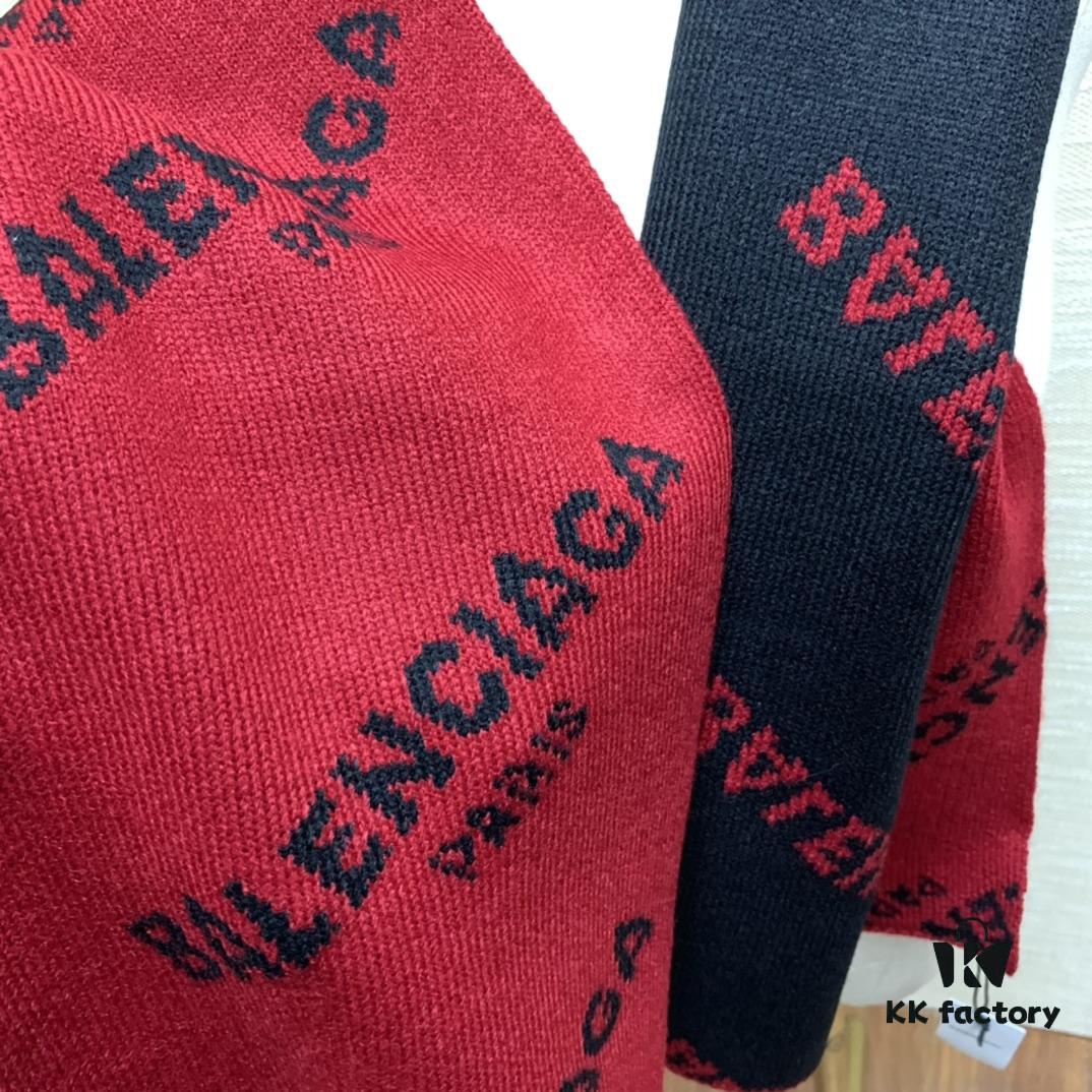 Balenciaga, synonymous with fashion and youth, perfect black and white combination, a must-have for trendsetters! 100% cashmere! Elegant logo jacquard! Soft and skin-friendly texture! New autumn/winter scarf (boutique style) 38:220 cm long scarf!