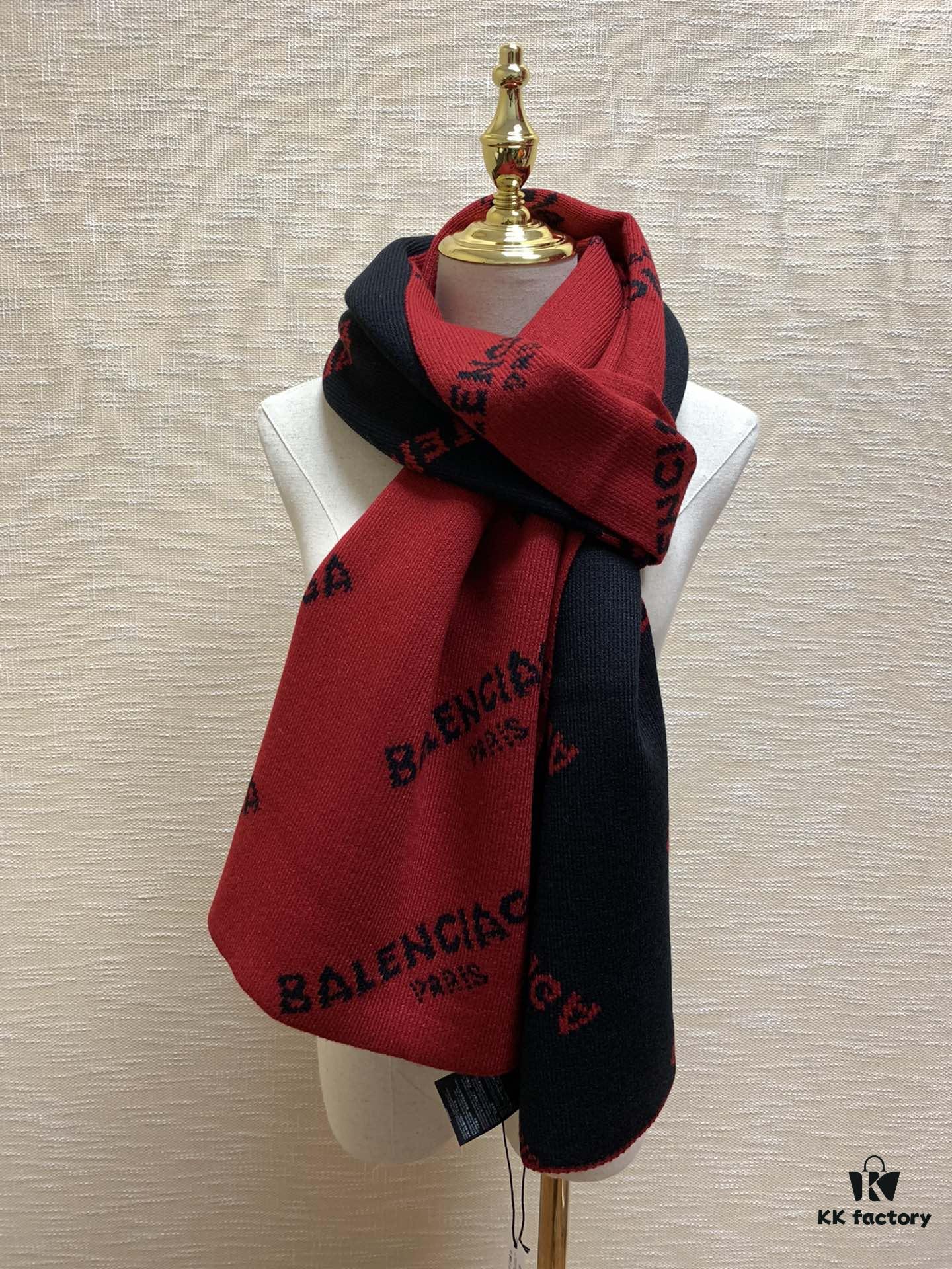 Balenciaga, synonymous with fashion and youth, perfect black and white combination, a must-have for trendsetters! 100% cashmere! Elegant logo jacquard! Soft and skin-friendly texture! New autumn/winter scarf (boutique style) 38:220 cm long scarf!